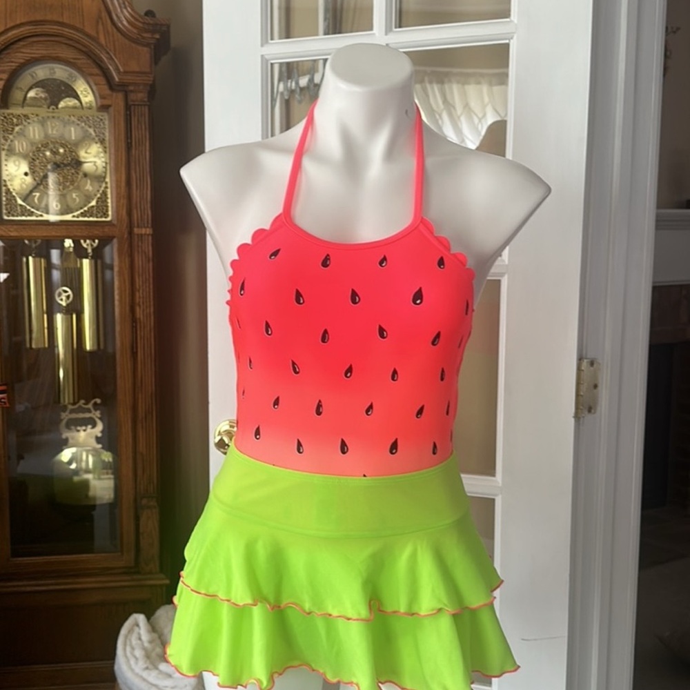 Cat & Jack Pink and Green Watermelon One Piece Swimsuit